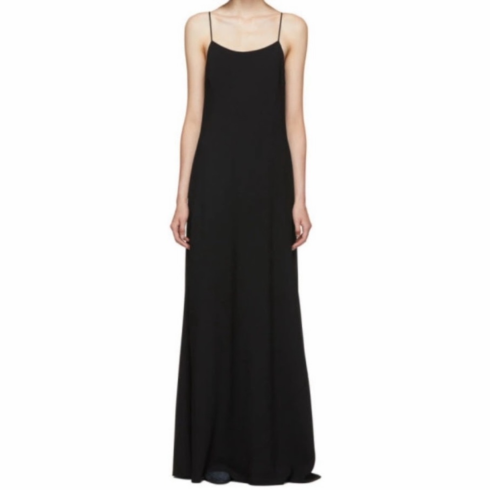 The Row Ebbins Silk Slip Dress Black size XS Spaghetti Straps Mid Length